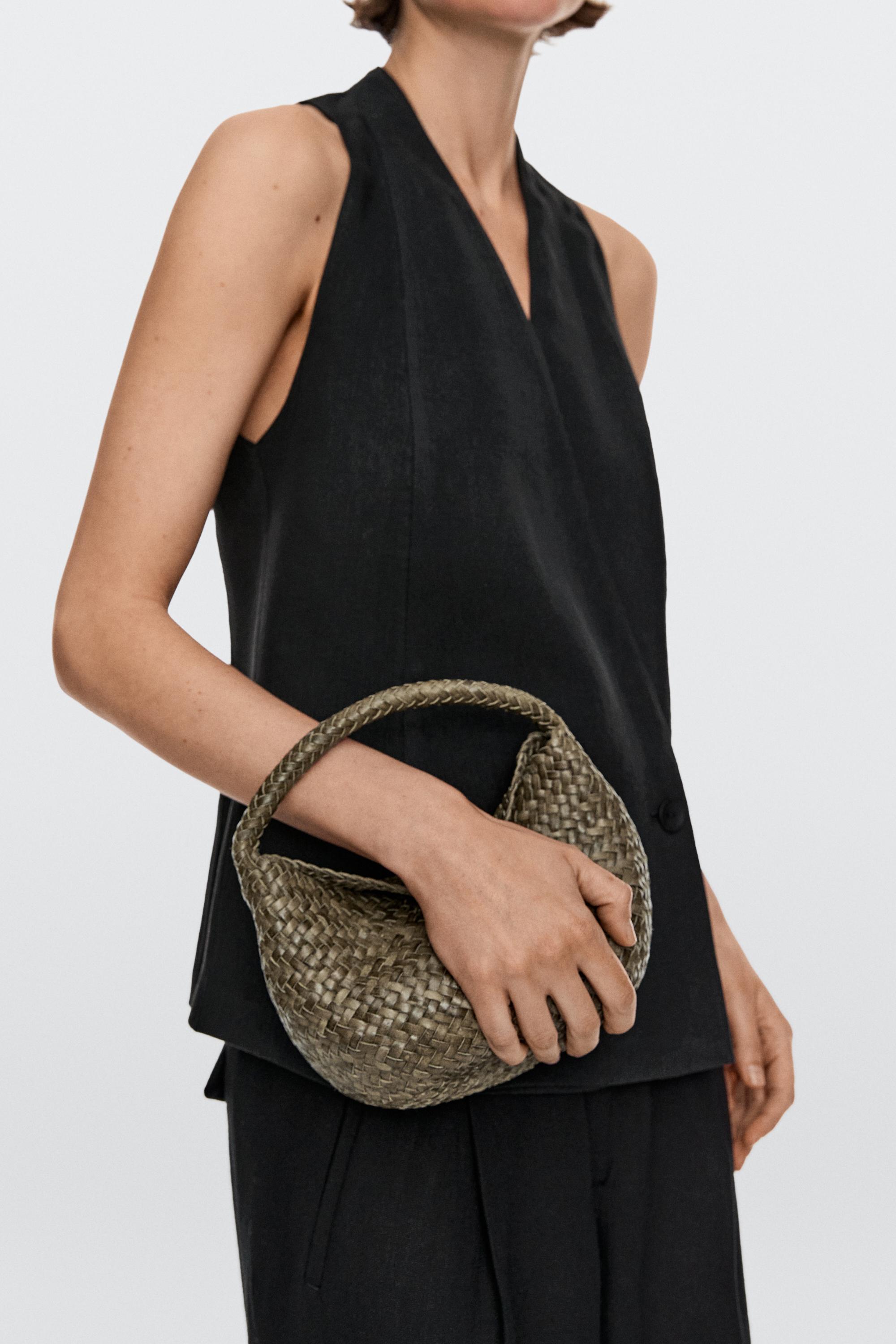 Mini sac tressé cuir nappa
